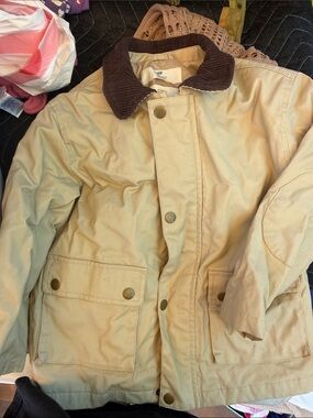 H&M Beige Jacket with Brown Corduroy Collar